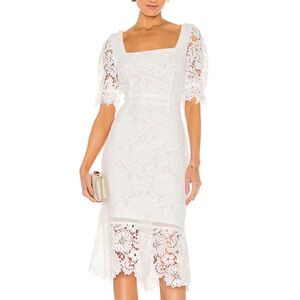 Chic White Lace Midi Dress